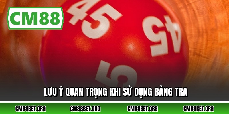 Lưu ý quan trọng khi sử dụng bảng tra